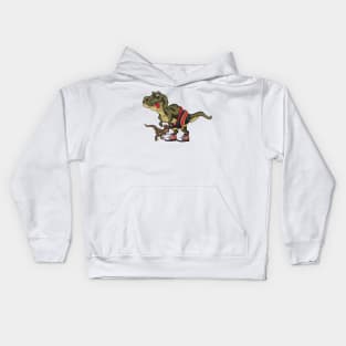 Funny Trex Trying to Tie Laces Velociraptor Kids Hoodie
